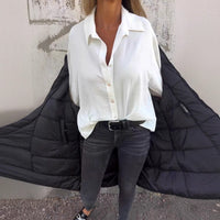 Minimalist Long Sleeve Versatile Loose White Button Shirt
