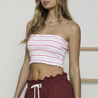 Womens Striped High-Stretch Tube Top