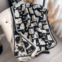 Cute Cat Thickening Thermal Soft Jacquard Scarf