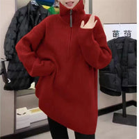 Pullover Thickened Stand Collar Sweater Coat For Women Loose Slimming