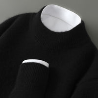 Half Wool Batwing Knit Sweater Solid Color Casual Base Shirt