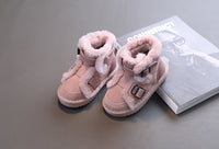 Genuine wool at the mouth of leather girl's short boots is antiskid