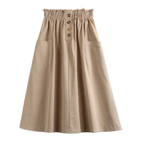 Women's Cotton-linen Utility Skirt With Pockets