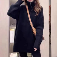 Pullover Thickened Stand Collar Sweater Coat For Women Loose Slimming