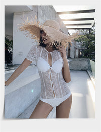 Lace cut out one piece swimsuit