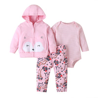Cartoon Three-Piece Suit Baby Print Coat Romper Suit