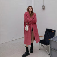 New Winter Thick and Versatile Loose Cardigan Plush Trench Coat