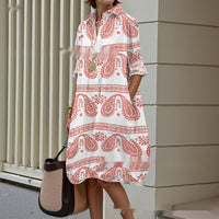 Creative Floral Art Print Long Sleeve Shirt Dress