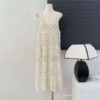 Bohemian Retro Crochet Hollow-Out Jacquard Knitted Dress Womens Summer New Loose Layering Cover-Up