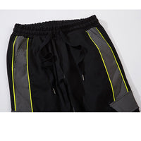 Drawstring waistband wide loose straight leg casual sports trousers