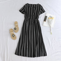 Printed Short-sleeve Waist-cinching Figure-flattering Dress For Petite Frames