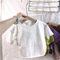 Slub cotton candy color bottoming shirt