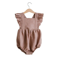 Pure Color Girls' Linen Cotton Triangle Romper