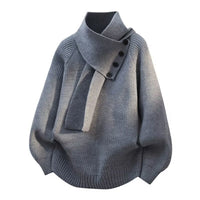Mens Knitted Sweater With A Stylish Buttoned Design Offering A Loose Laid-back Fit