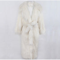 Long Tie Suit Collar Leisure Warm Environmental Protection Leather Fur Coat