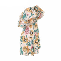 Off-the-shoulder hot sale printed one-shoulder ruffled jumpsuit