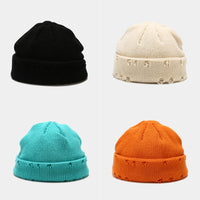 Hole knitted wool hat