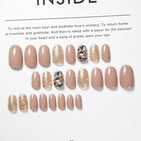 False Nail Patches Nude Medium Long Nail