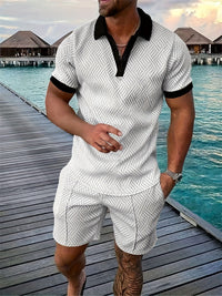 Casual Men's European And American Fashion Men's Polo Shirt Suit