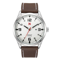 Mens Quartz Watch With A Leather Strap Large Dial And Calendar