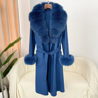 Double-sided Water Ripple Woolen Coat For Women