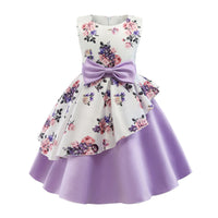 Irregular Skirt Print Children's Dress Bow Costume