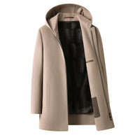 Hooded Reversible Woolen Coat Men's Winter Thickened
