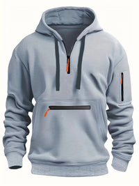 Waterproof Zipper Multi-pocket Hoodie Men's Sport Casual Sweatshirt
