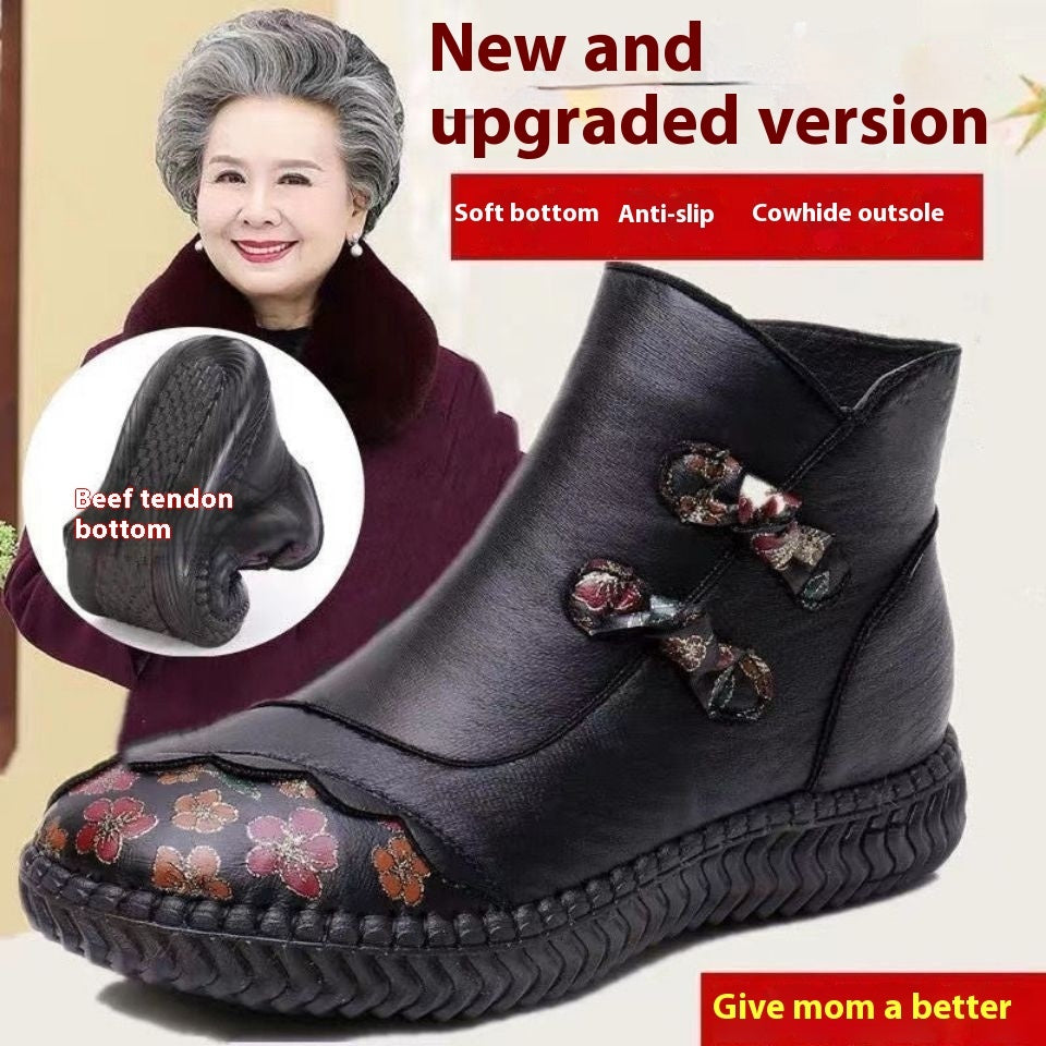 Winter Fleece-lined Warm Middle-aged And Elderly Mom Shoes