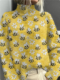 Women's Simple Printed Casual Coat Cardigan Sweater