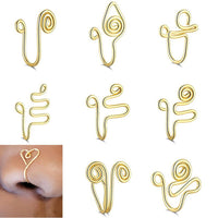 New Twisted Geometric Hollow Stainless Steel Non-hole Fake Nose