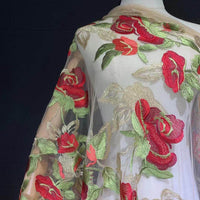 Multicolor Gold Thread Flower Mesh Embroidered Lace Fabric