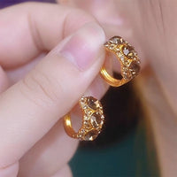 Purple Crystal Leaf Drop Earrings, Light Luxury French Style, Elegant Niche Design Ear Cuffs