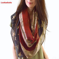 American Flag Printed Scarf Sunscreen Shawl