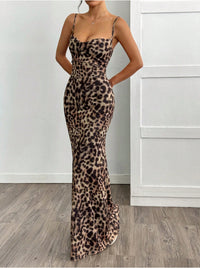 Fashionable, Chic, Elegant, Slim-Fit Leopard-Print Sleeveless Dress For Women