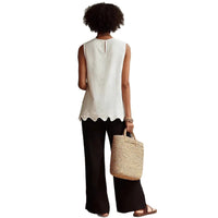 Crew-neck Sleeveless Shirt With A Wave Hem