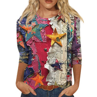 Long Sleeve Round Neck Slim Summer Tie-dyed Printed Clothing