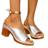 Fashion Large Size Thick Heel Slippers For Women