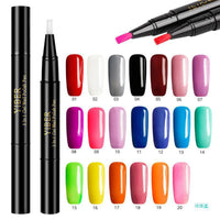 5pcs Nail Polish Pen 3 In 1 One Step Glue Pen Multicolor