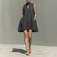 Front-short Back-long Asymmetrical Sleeveless Dress