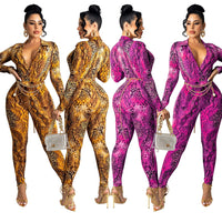 Printed Jumpsuit Long Sleeve Two-piece Suit