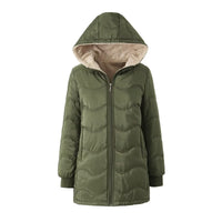 Geometric Wave Hooded Fleece-lined Warm-keeping Cotton Clothing