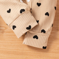 Infant Cotton Pit Strip Print Love Long Climbing Jumpsuit