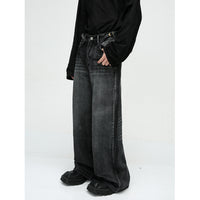 New American High Street Pu Handsome Mop Straight Loose Jeans