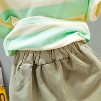Boys' And Girls' KK Striped Short-sleeved Two-piece Children's Suit