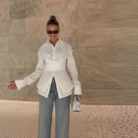 Female Loose And Irregular Slimming Long-sleeved Shirt