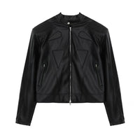 Leather Padded Shoulder Jacket For Men's Short