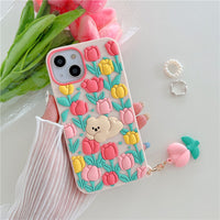 Creative Cartoon Little Bear Flowers Phone Case