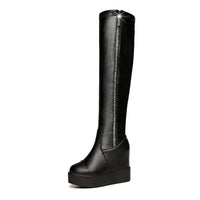 Over-the-knee Long-tube Wedge Heel Heightening And Slimming Stretch Boots