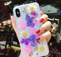 Epoxy real flower  case transparent acrylic protective cover